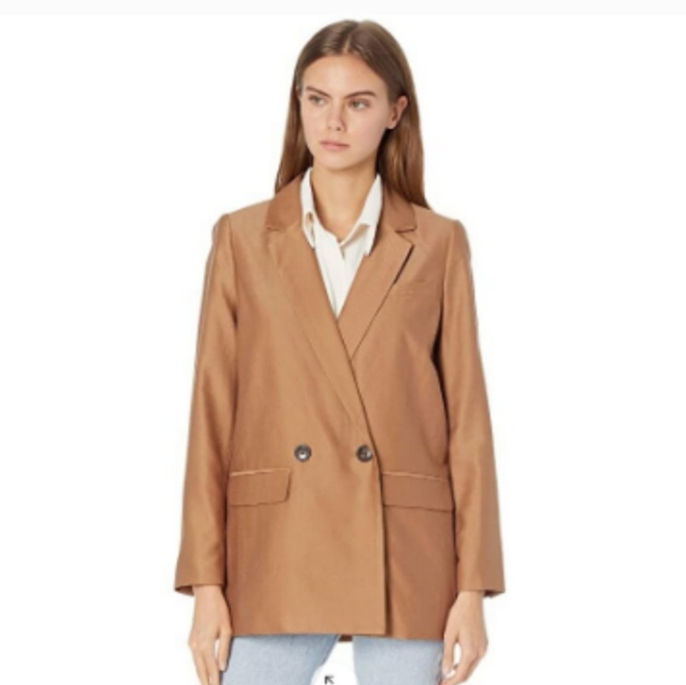 Madewell Chandler Double-Breasted Boyfriend Style Blazer Brown Tan Camel Size XS